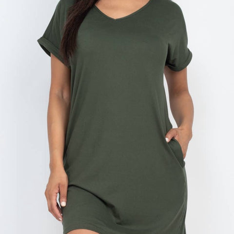 ** NASHVILLE T-SHIRT DRESS - OLIVE **