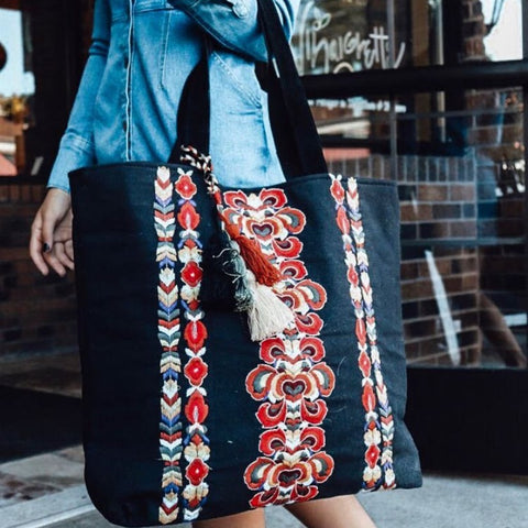 Boho Embroidered Tote